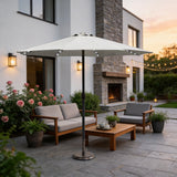 LED Garden Parasol with Steel Pole – 8 Rib, Crank Handle & Vented Canopy
