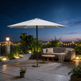 LED Garden Parasol with Steel Pole – 8 Rib, Crank Handle & Vented Canopy