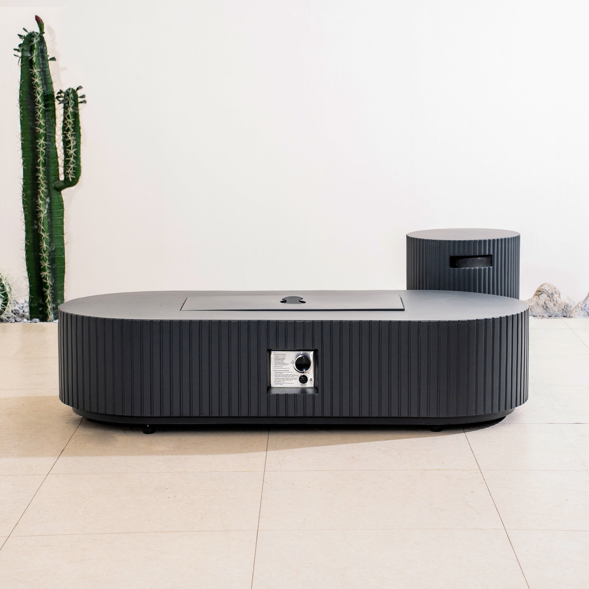 LYRIN Terrafab Gas Fire Pit Table with Side Table