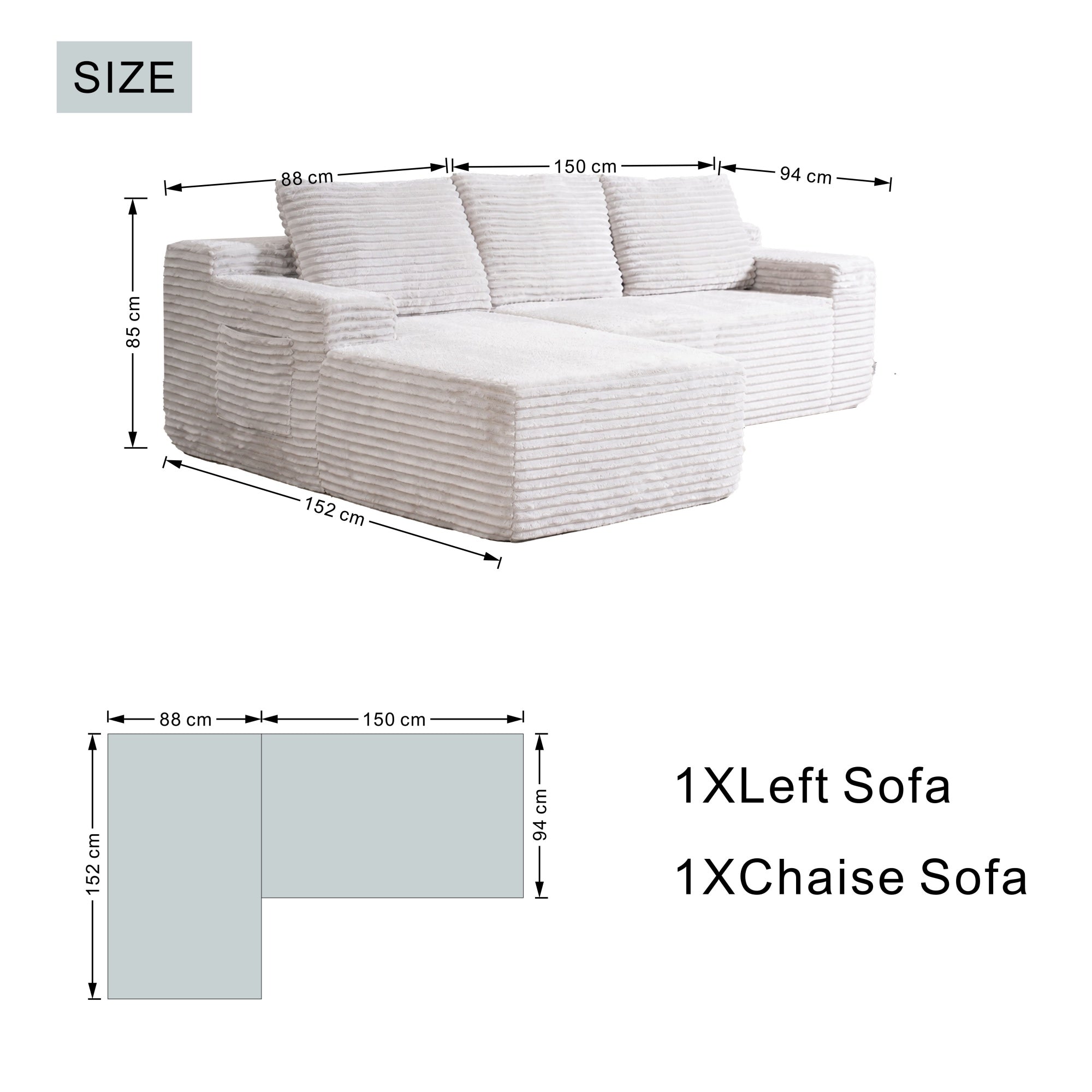 SOFTY Compressed Modular Sofa with Chaise