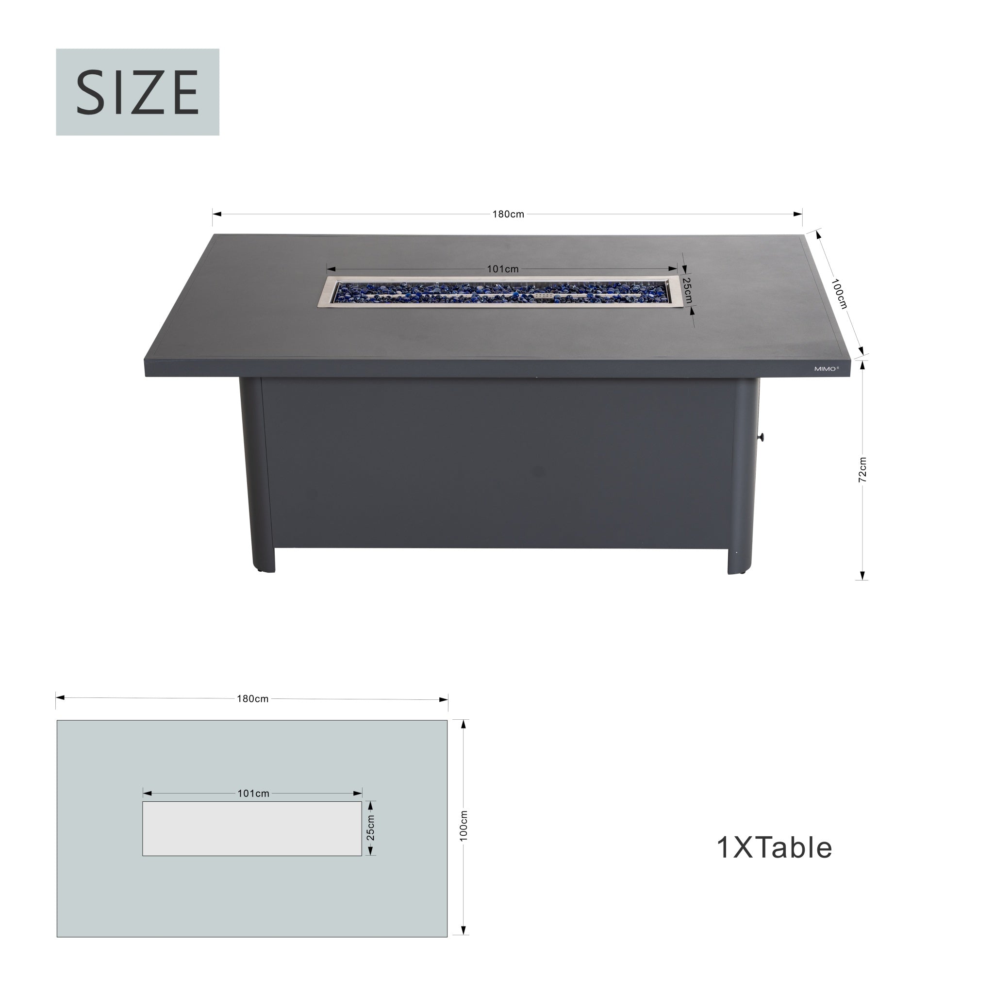 TALARA Outdoor Aluminium Gas Fire Pit Table – Powder-Coated Finish