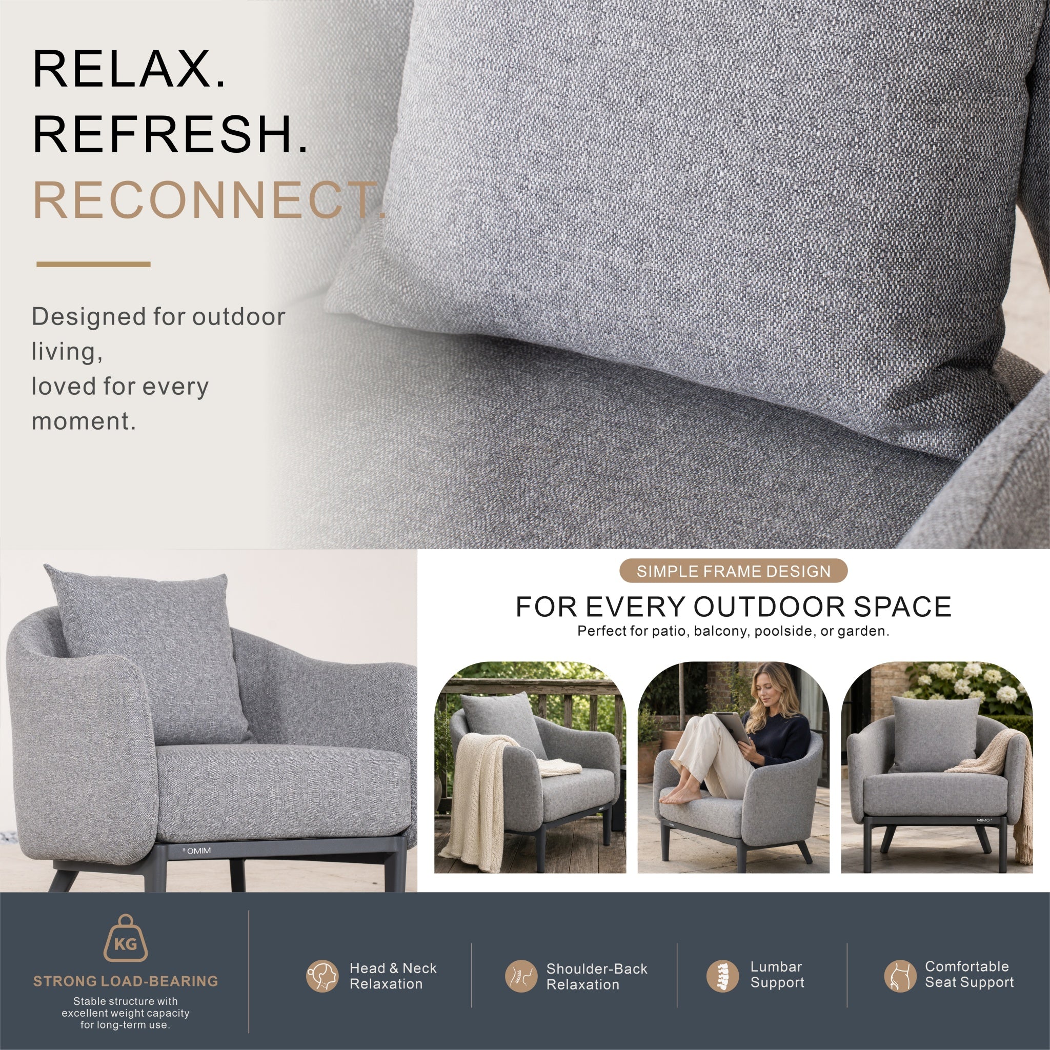 VELORA Aluminium Outdoor Single Sofa