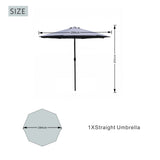 Outdoor Garden Parasol with Steel Pole – 8-Rib Canopy, Crank Handle & Vent