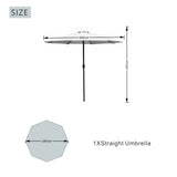 Outdoor Garden Parasol with Steel Pole – 8-Rib Canopy, Crank Handle & Vent