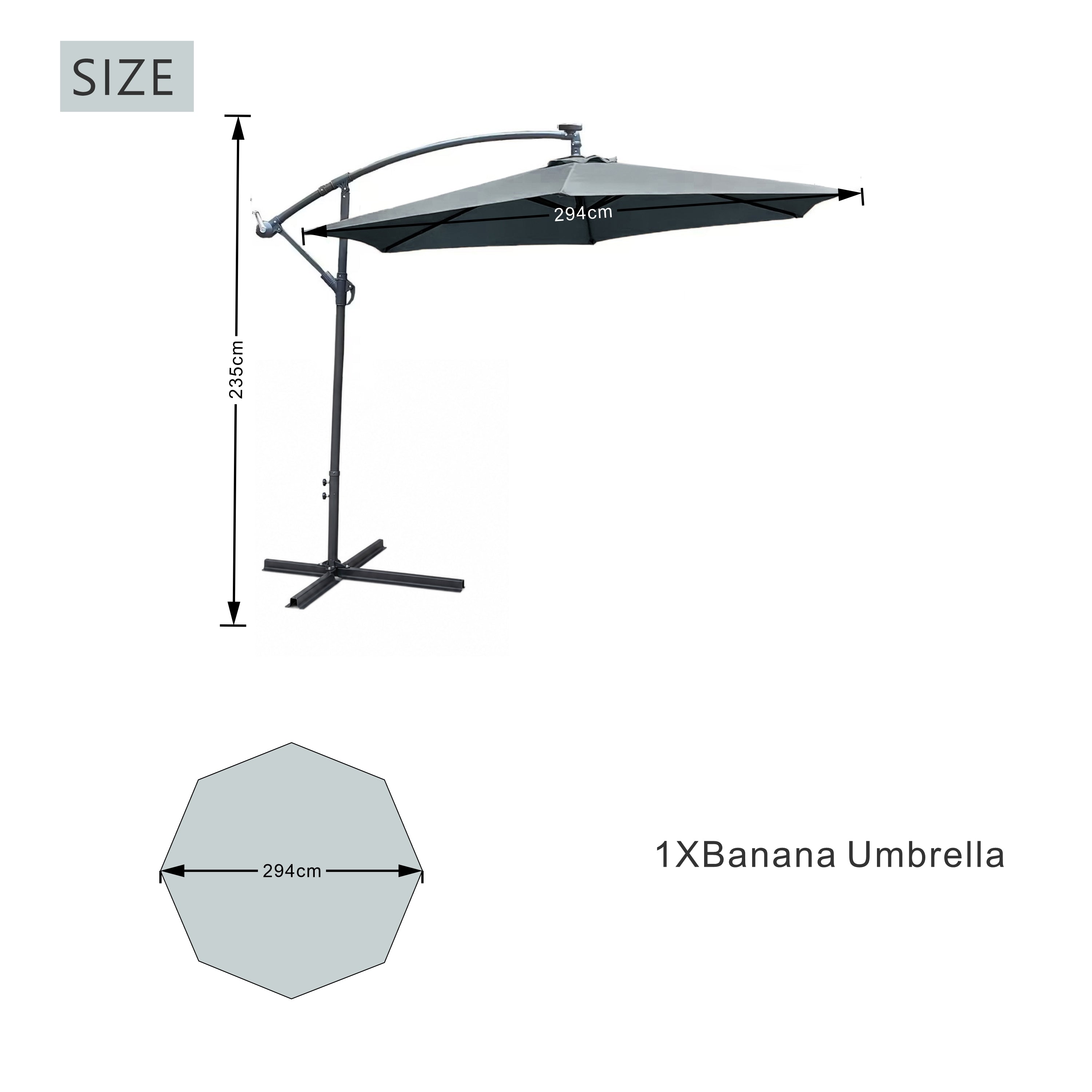 Cantilever Garden Parasol with Steel Frame – 8-Rib Vented Canopy Outdoor Umbrella