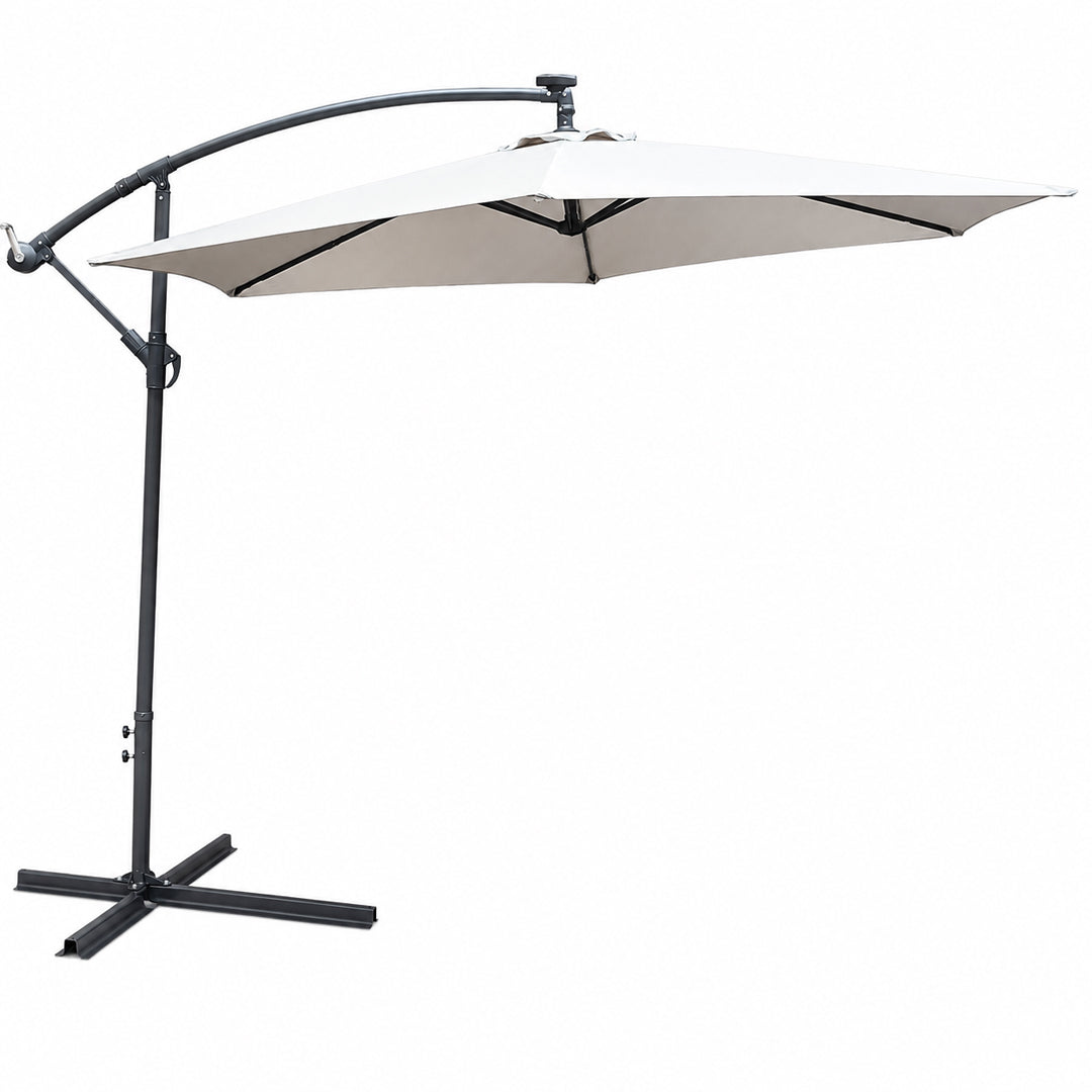 Cantilever Garden Parasol with Steel Frame – 8-Rib Vented Canopy Outdoor Umbrella