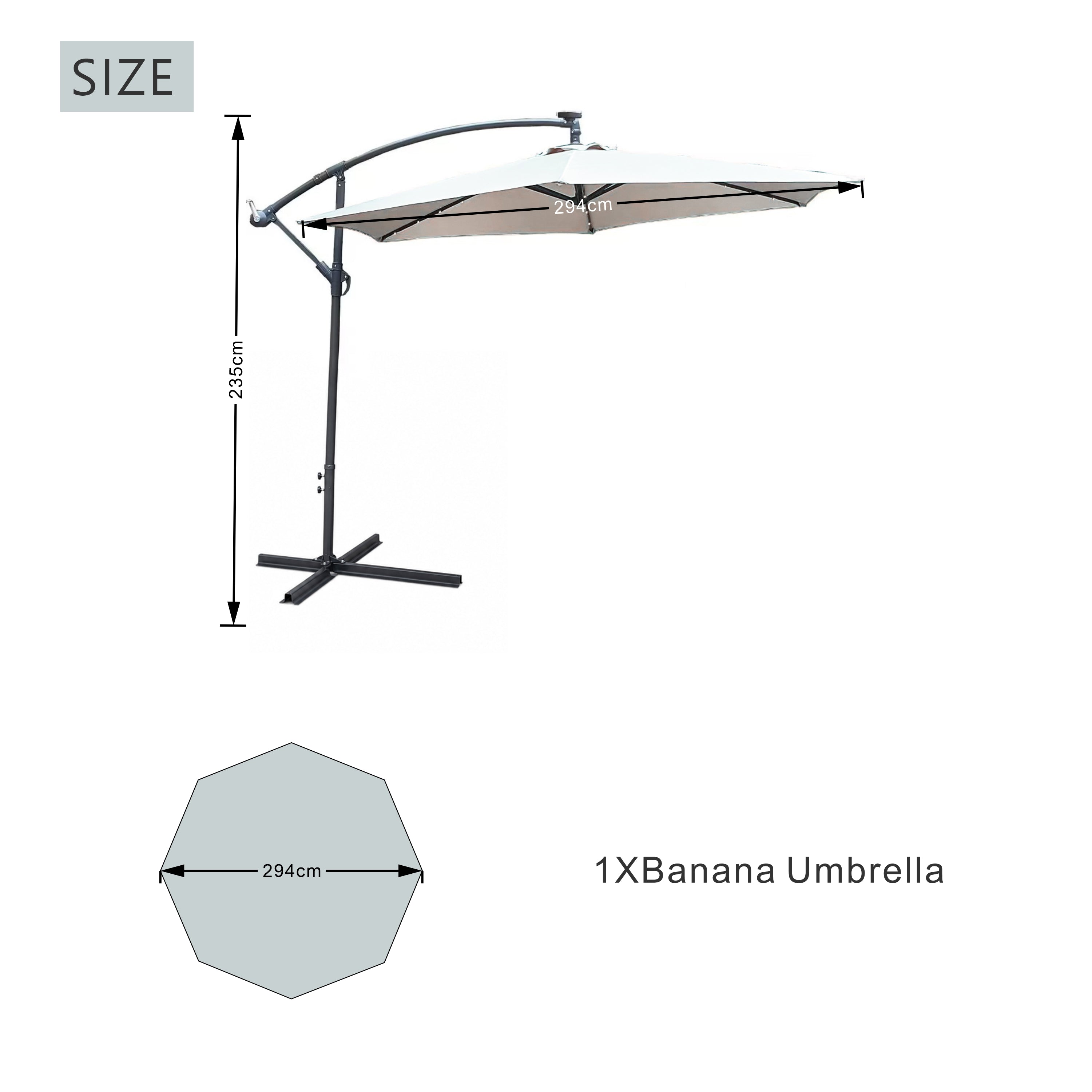 Solar LED Cantilever Garden Parasol – Steel Frame Outdoor Umbrella with 8-Rib Vented Canopy