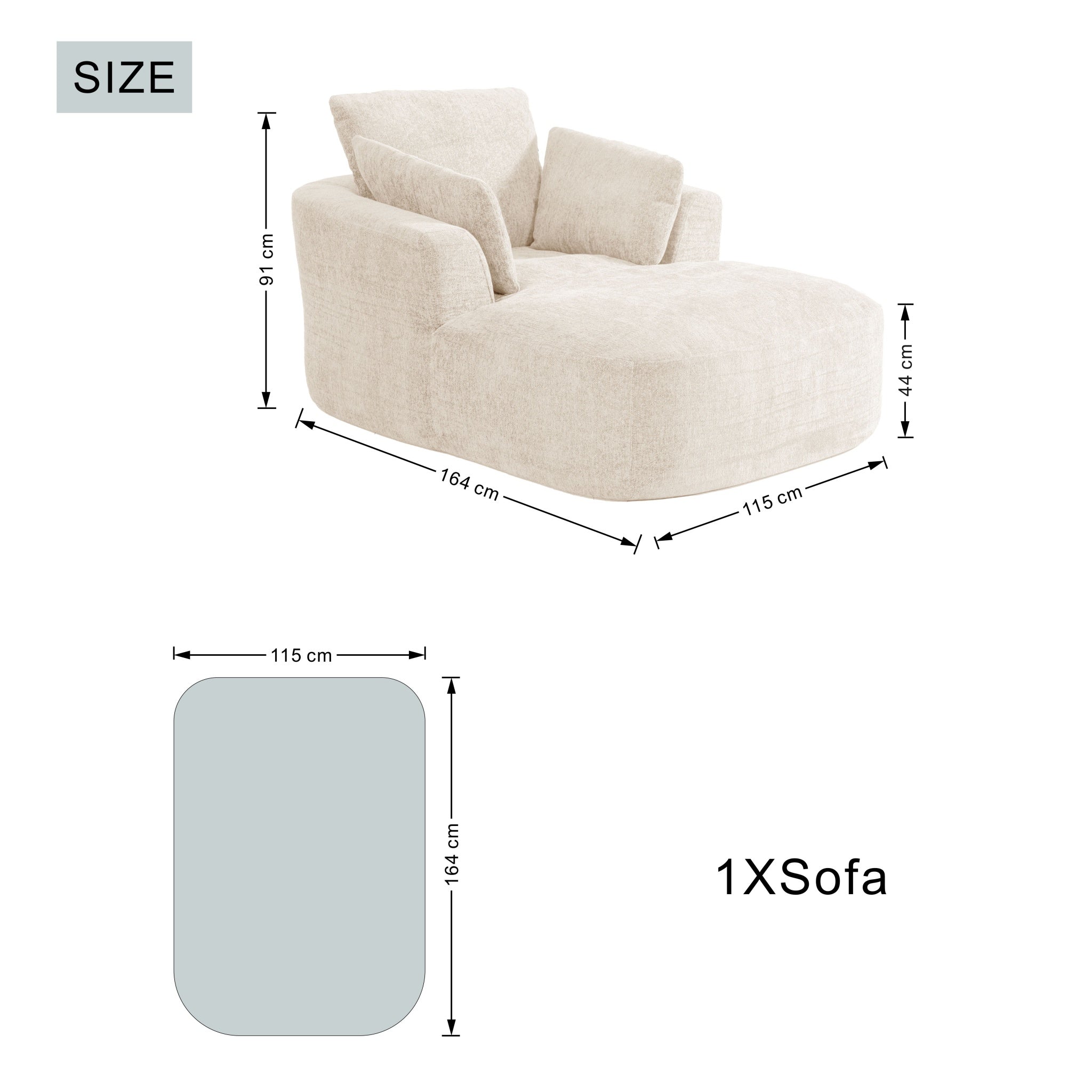 SOFTY Compressed Indoor Lounge Sofa Chair - Beige