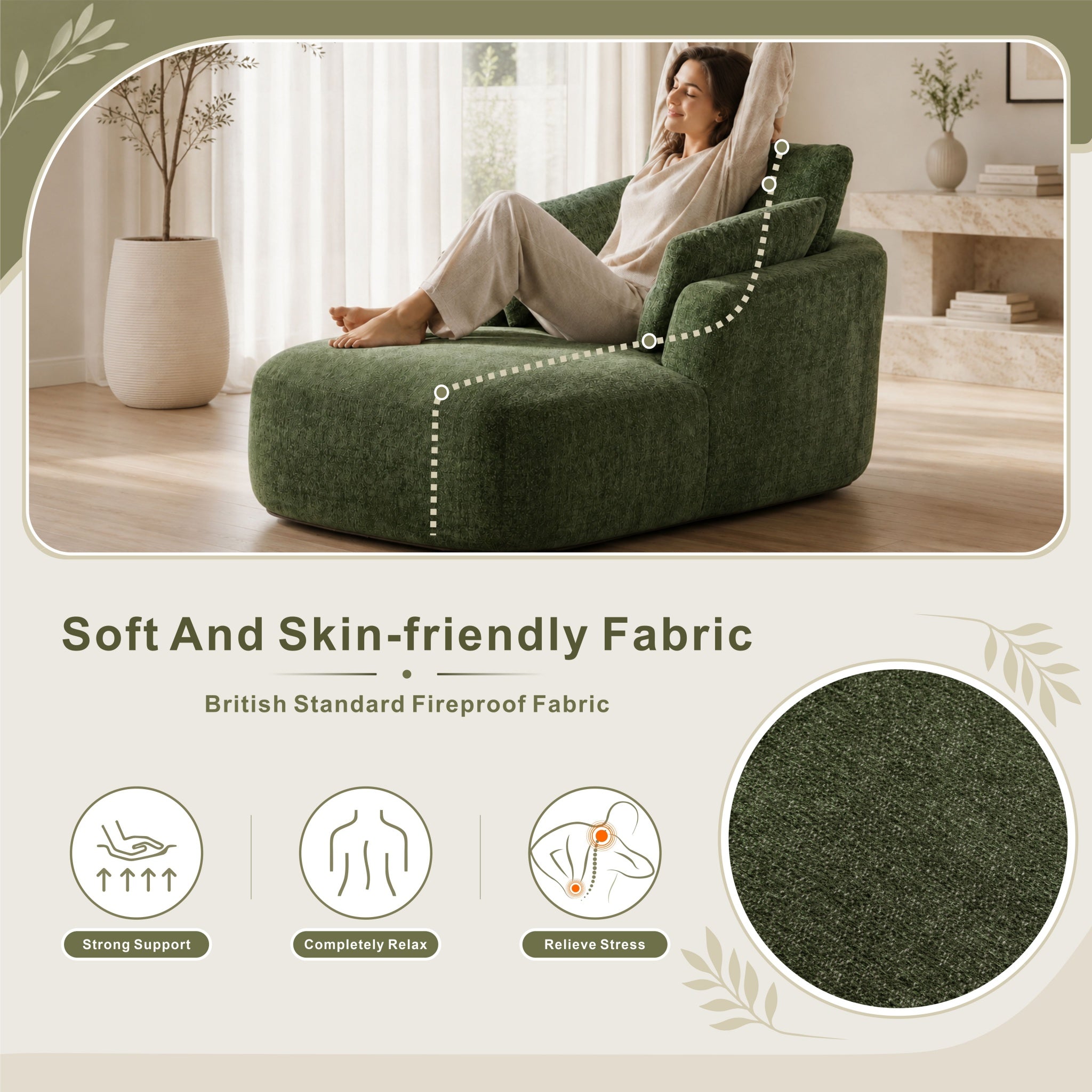 SOFTY Compressed Indoor Lounge Sofa Chair - Green