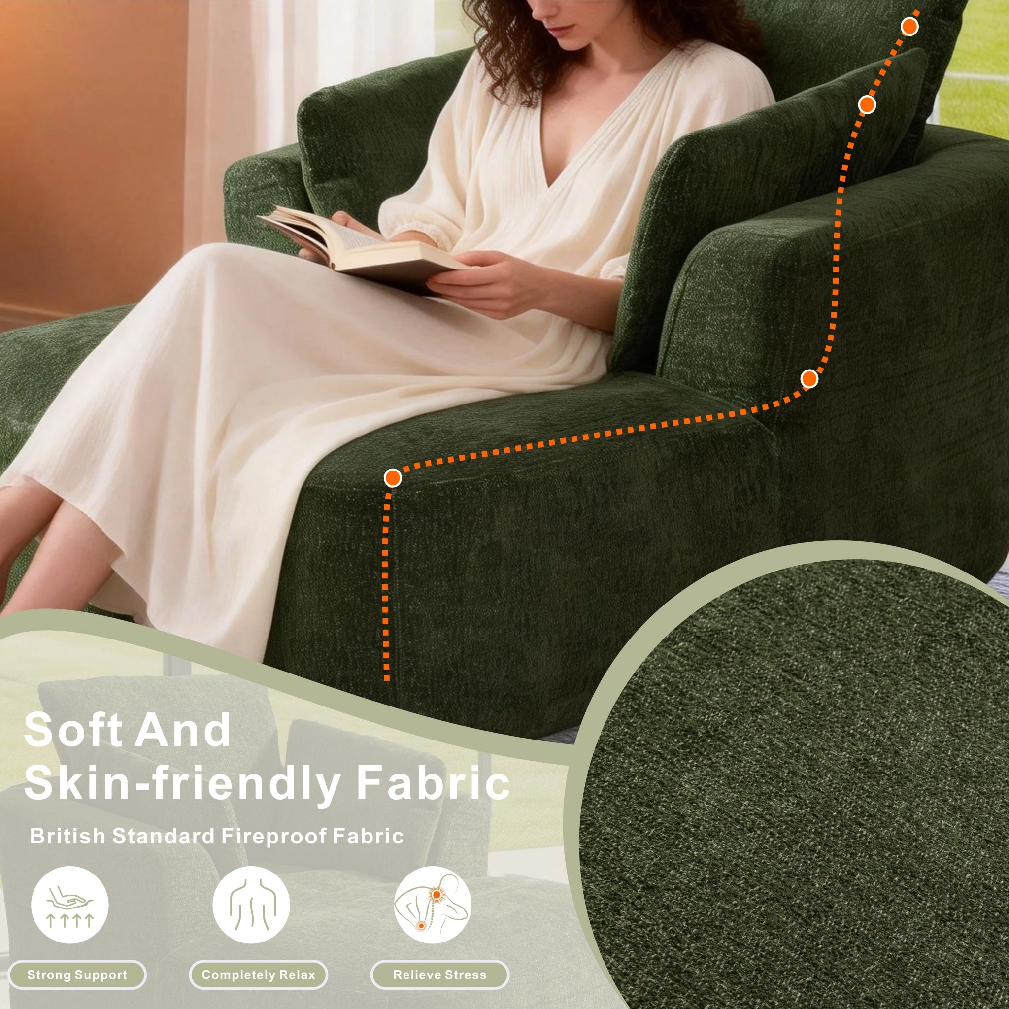 SOFTY Compressed Indoor Lounge Sofa Chair - Green