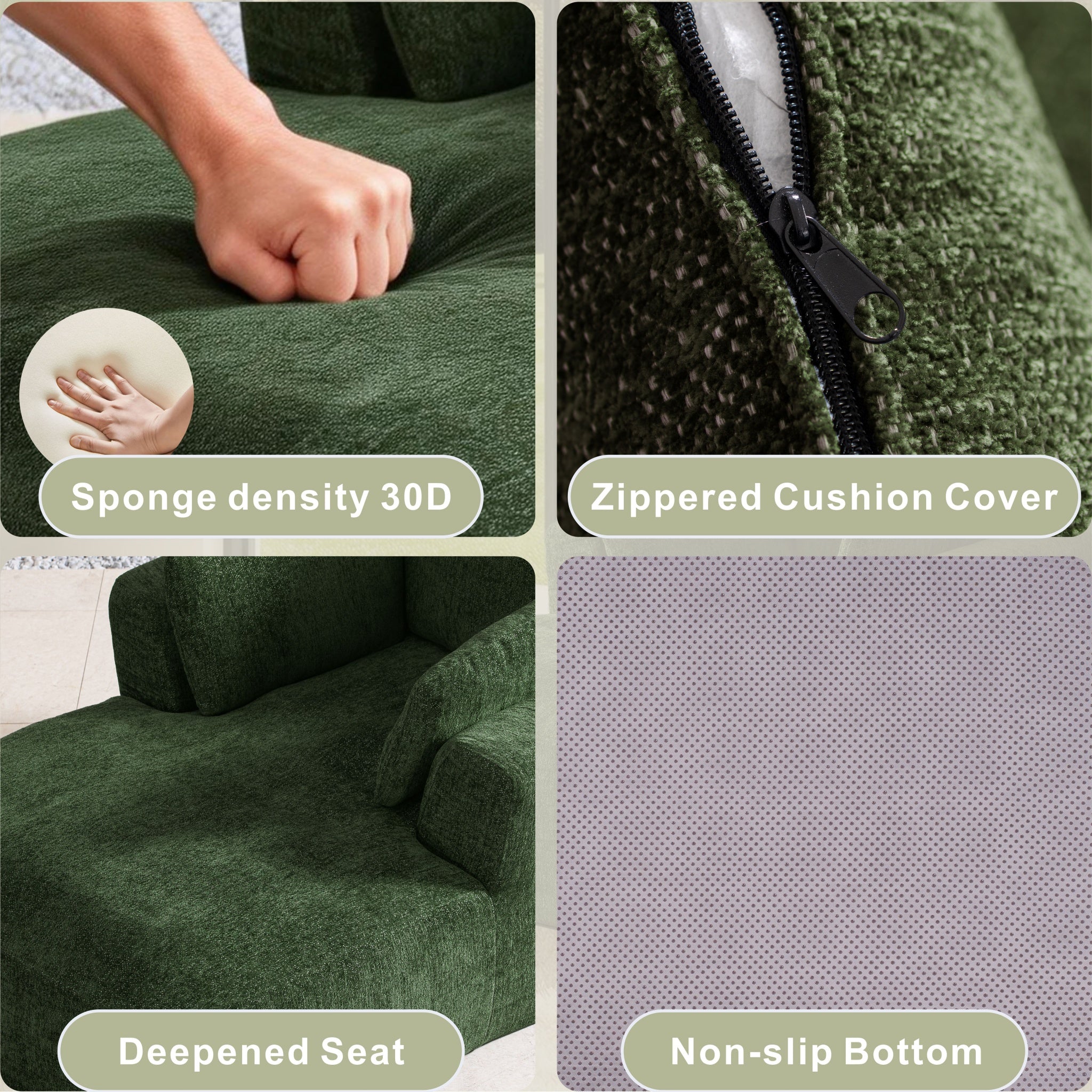 SOFTY Compressed Indoor Lounge Sofa Chair - Green