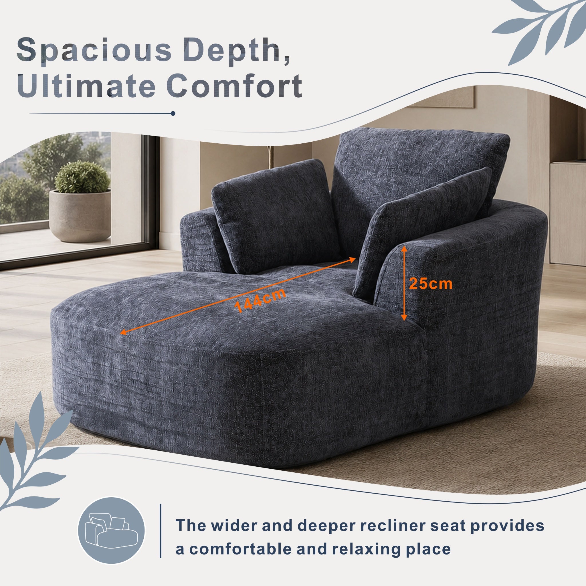SOFTY Compressed Indoor Lounge Sofa Chair - Grey