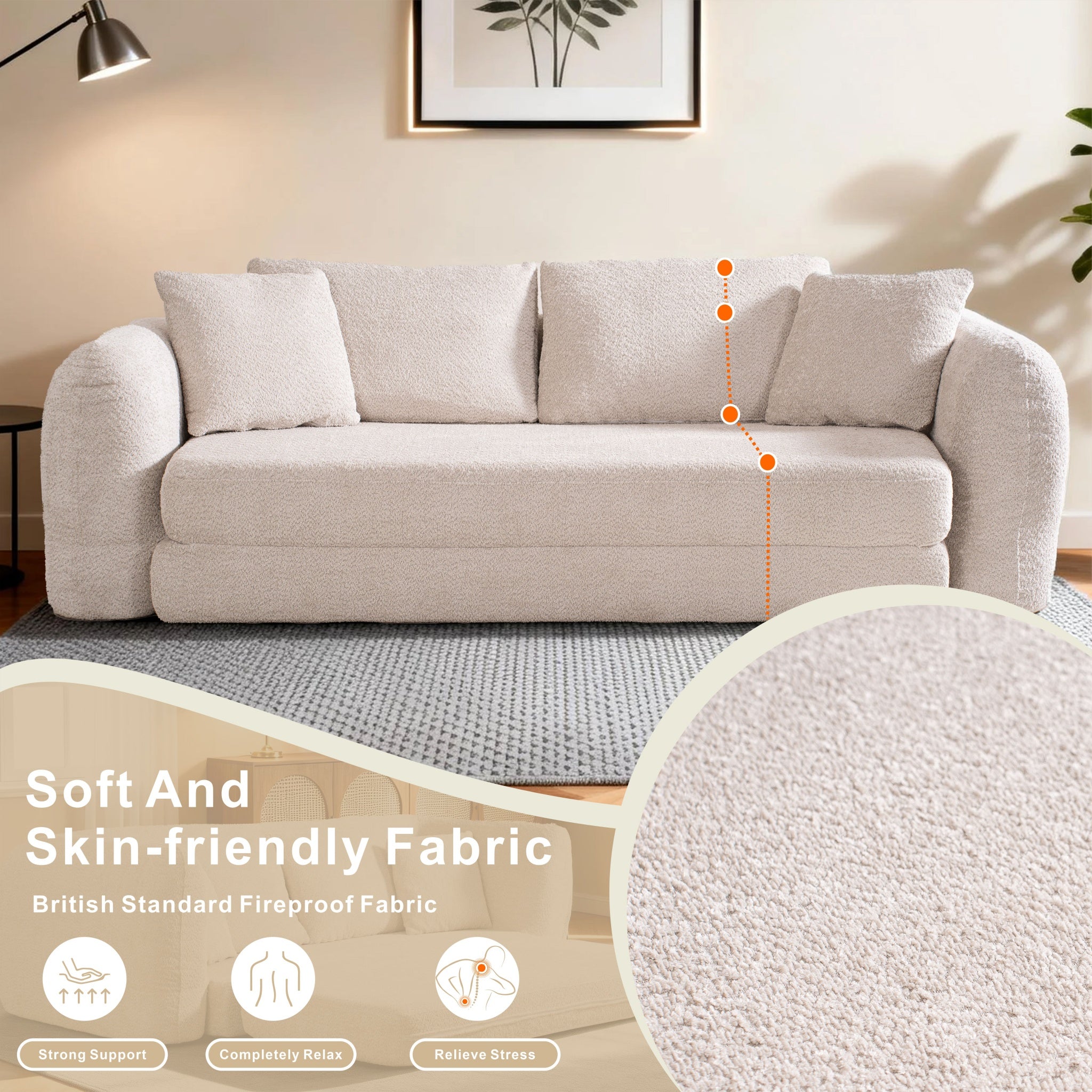 SOFTY Compressed Pull-Out Sofa Bed - Beige
