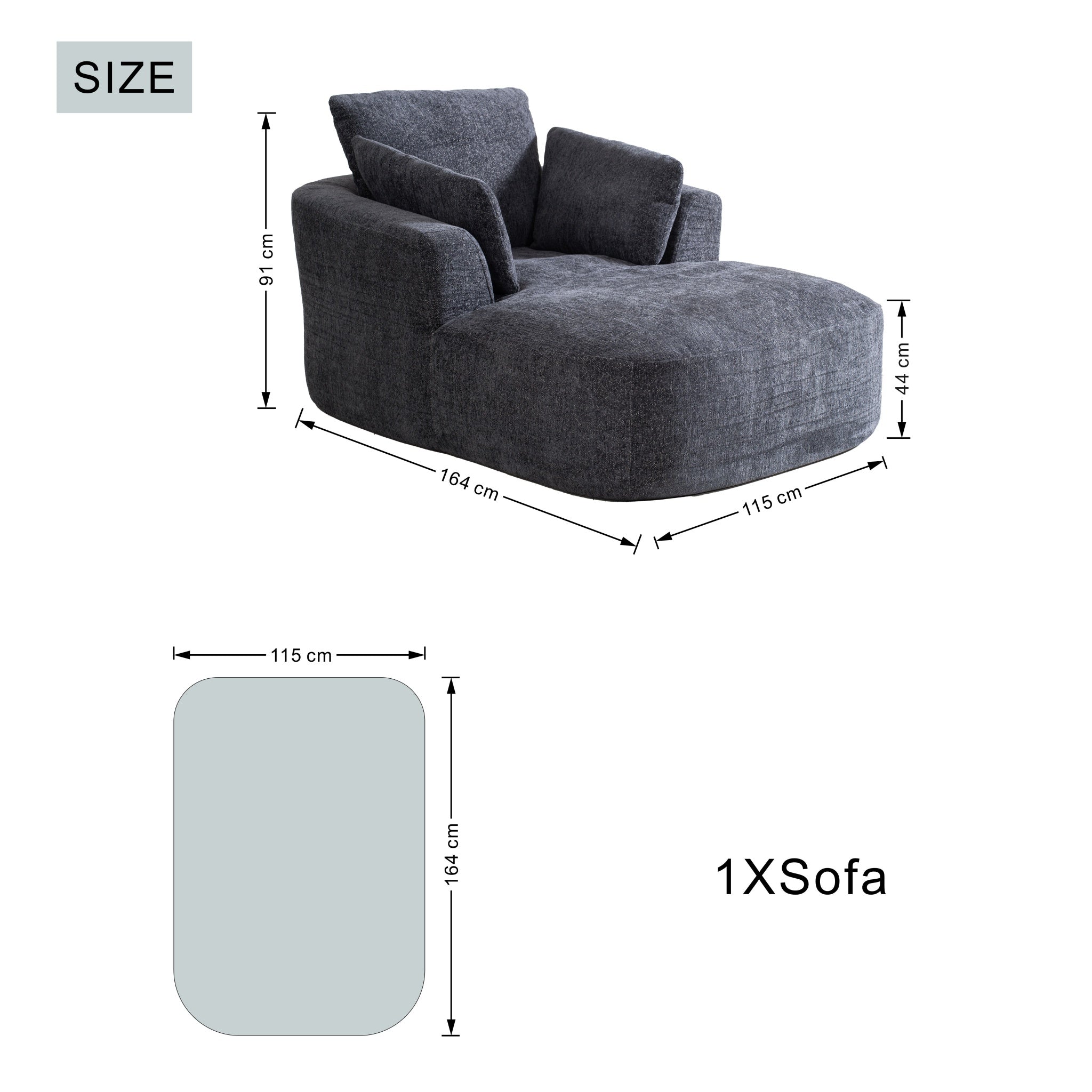 SOFTY Compressed Indoor Lounge Sofa Chair - Grey