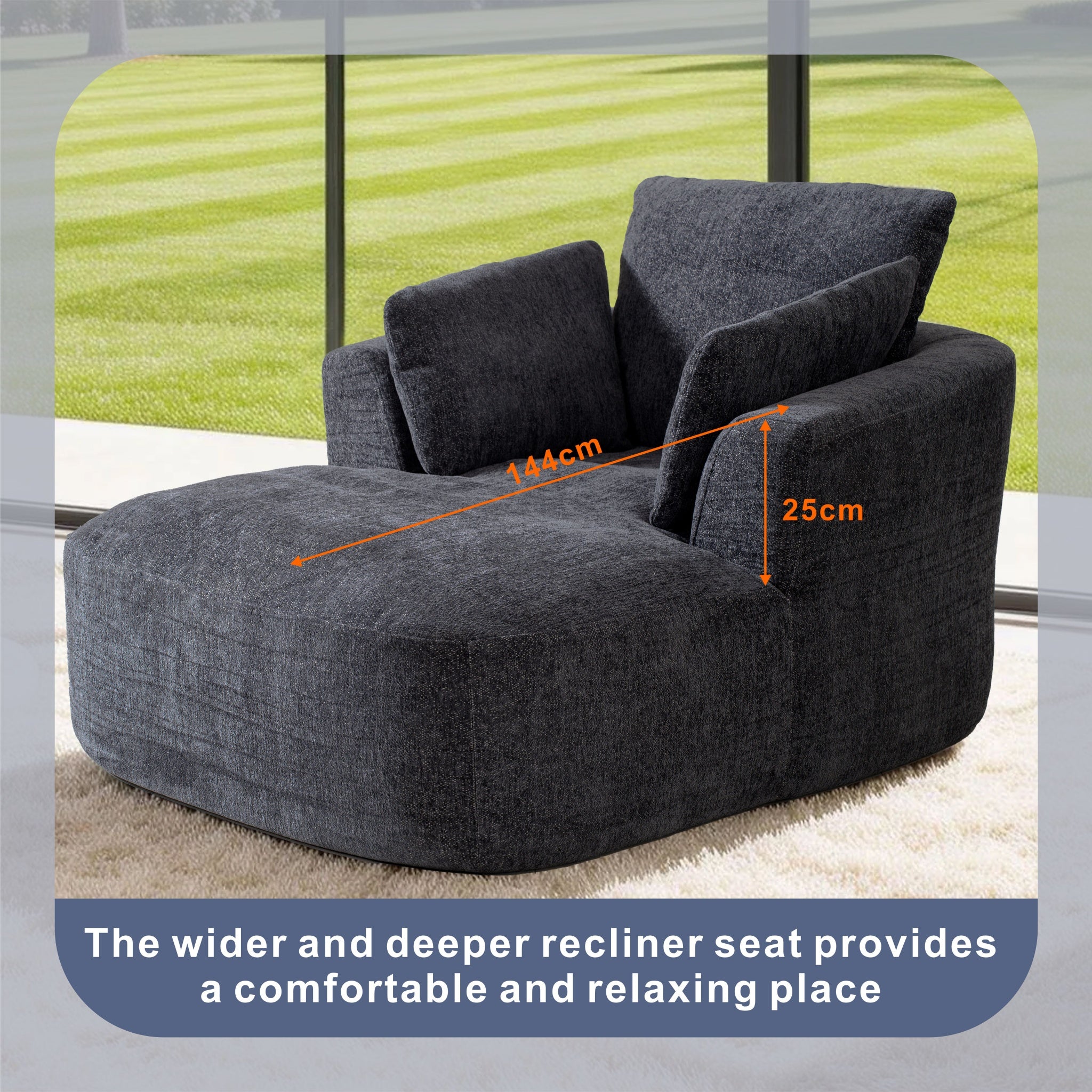 SOFTY Compressed Indoor Lounge Sofa Chair - Grey