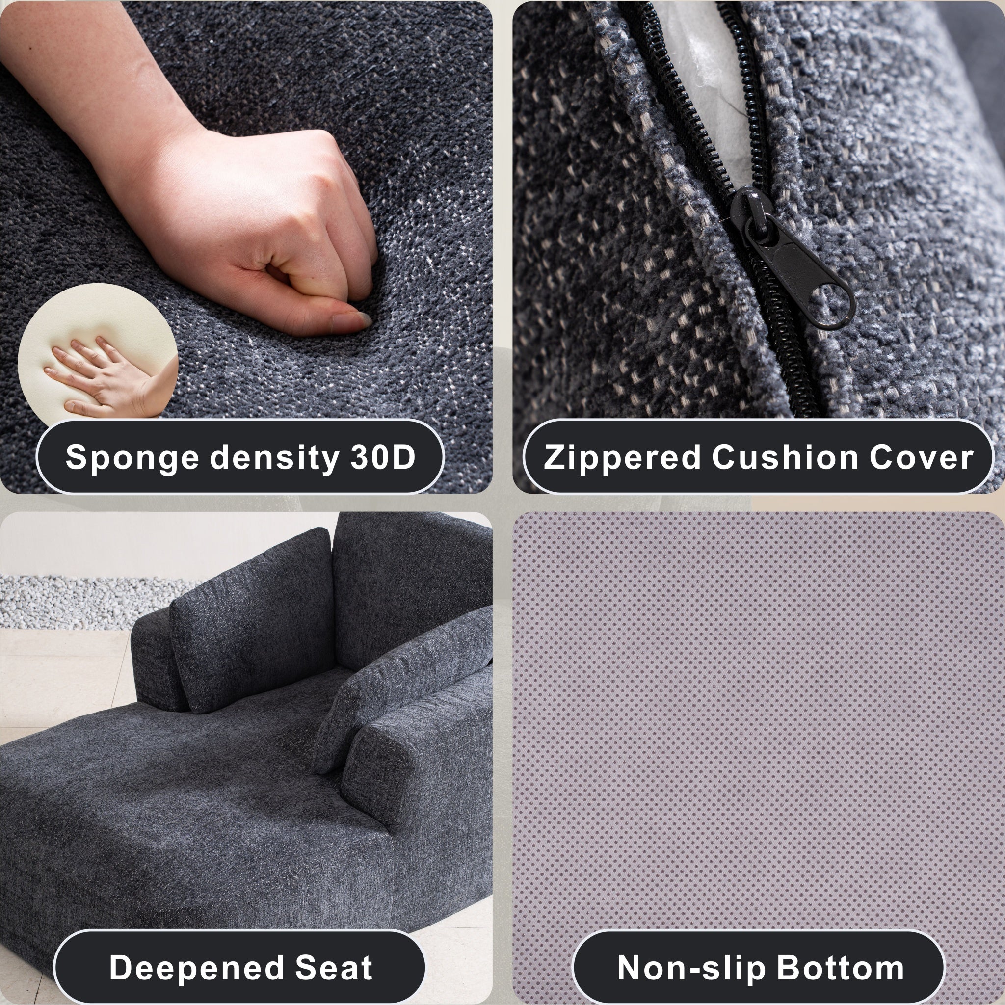 SOFTY Compressed Indoor Lounge Sofa Chair - Grey