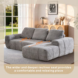 SOFTY Compressed Sectional Sofa with Chaise (Textured Line Design)