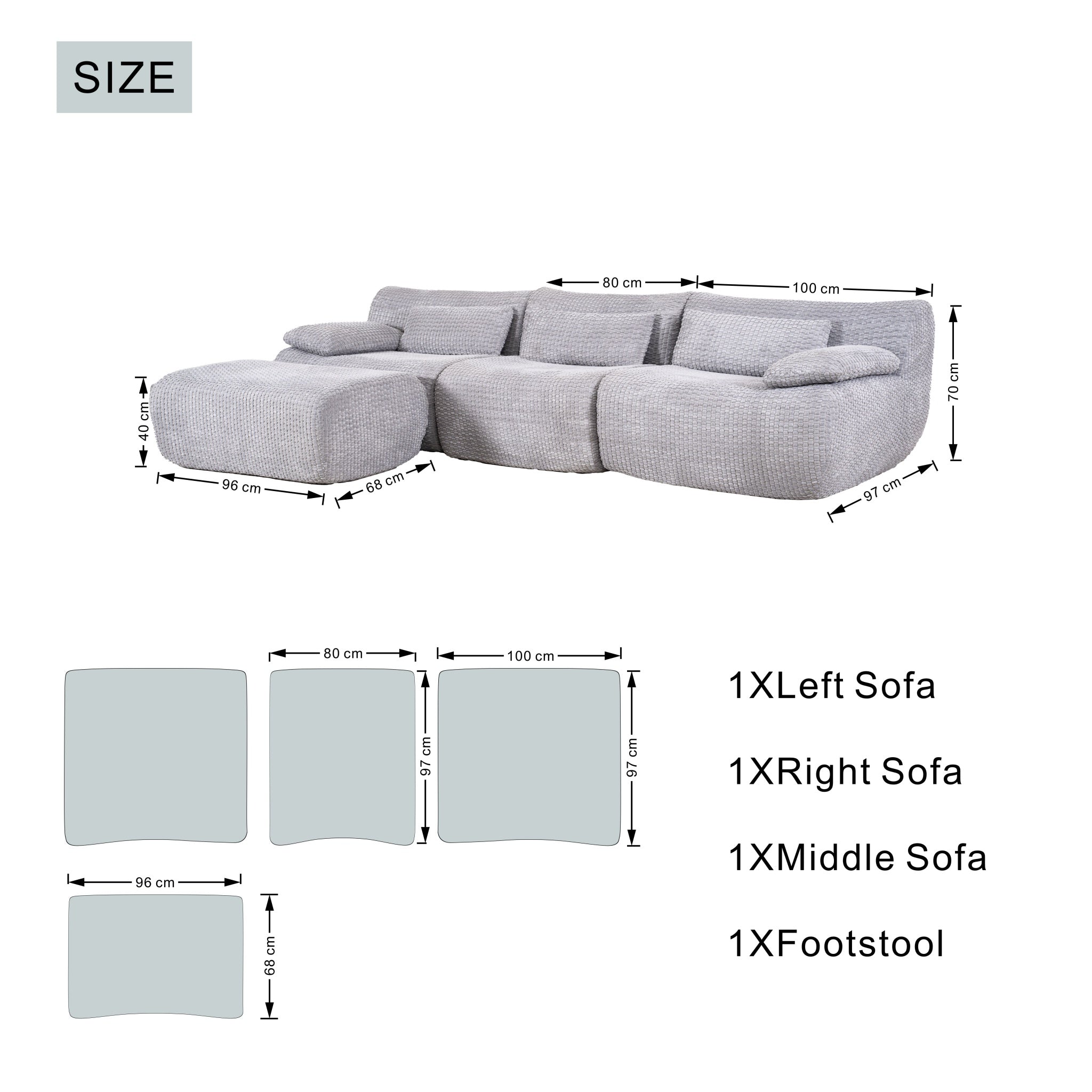 SOFTY Modular Compression Sofa Set (Chaise Combination)
