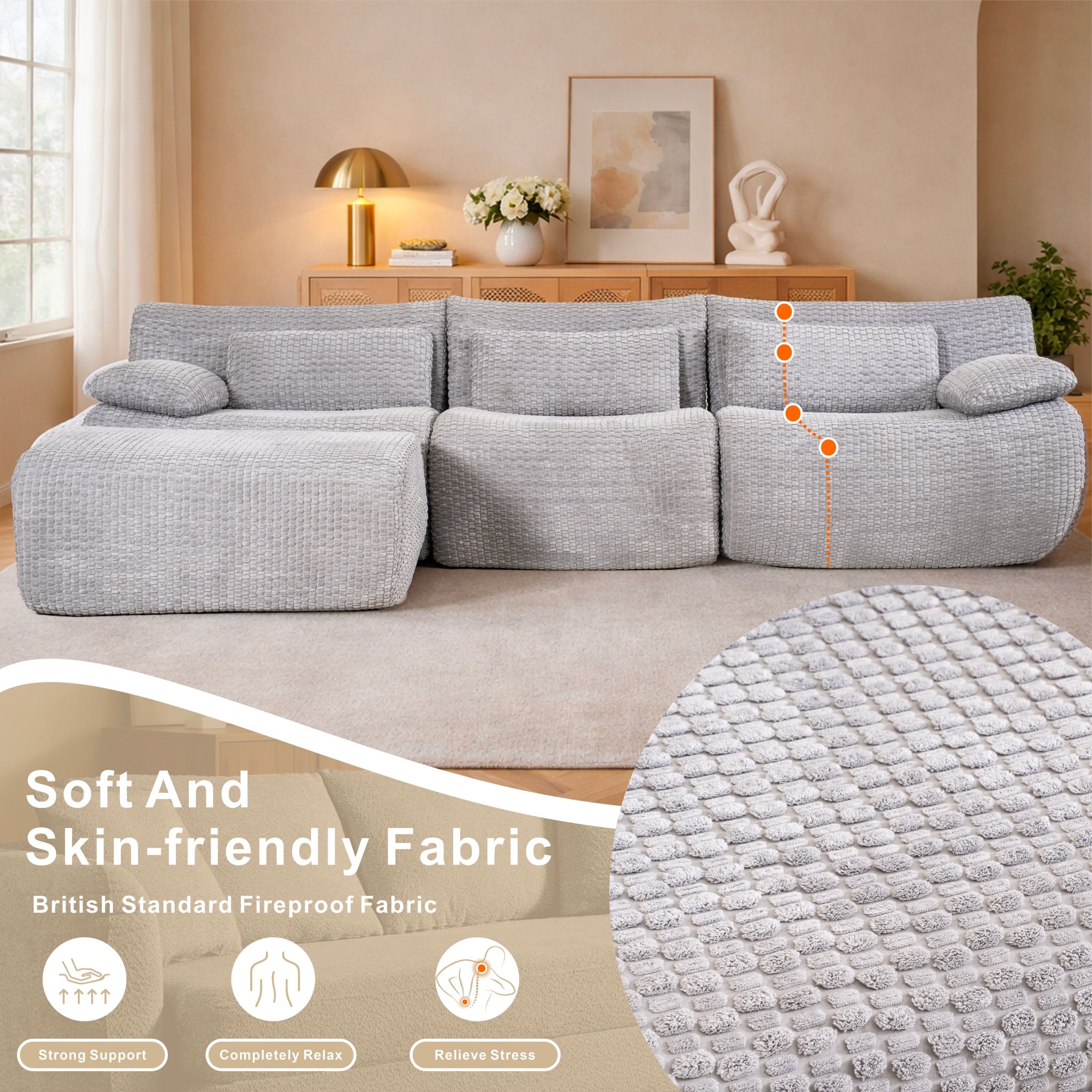 SOFTY Modular Compression Sofa Set (Chaise Combination)