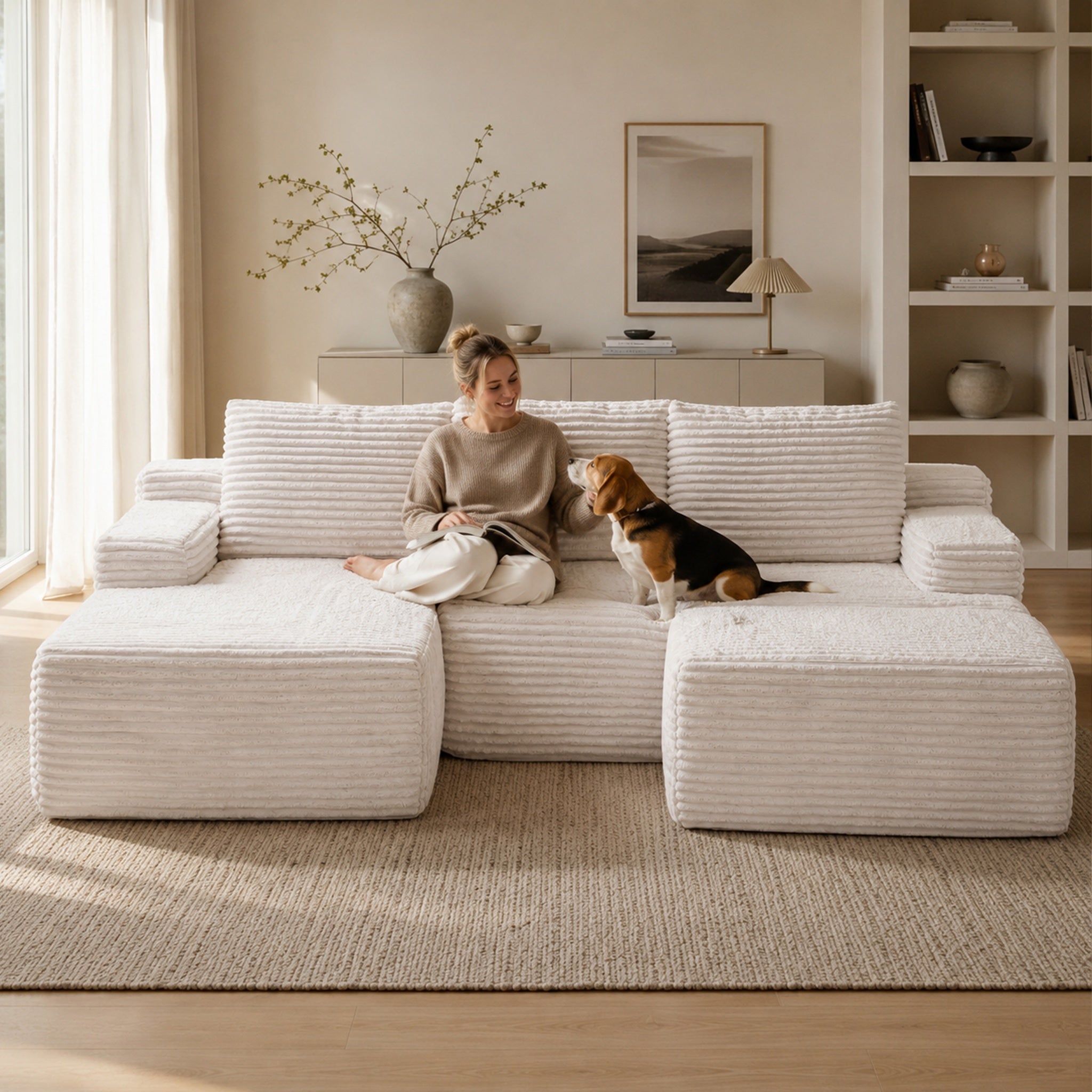SOFTY Compressed Modular Sofa with Chaise & Ottoman