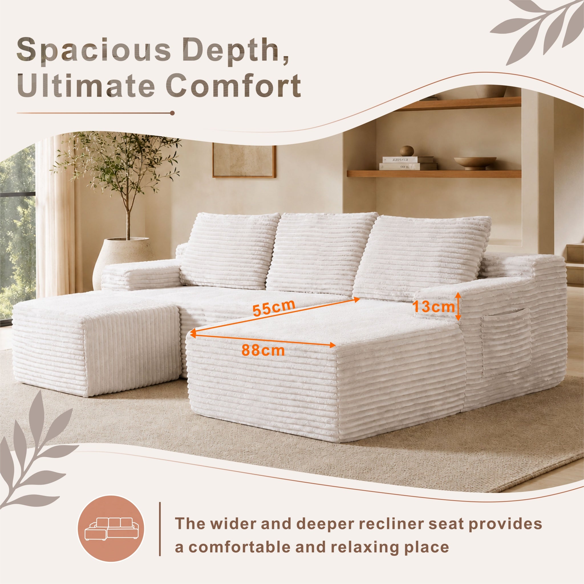 SOFTY Compressed Modular Sofa with Chaise & Ottoman