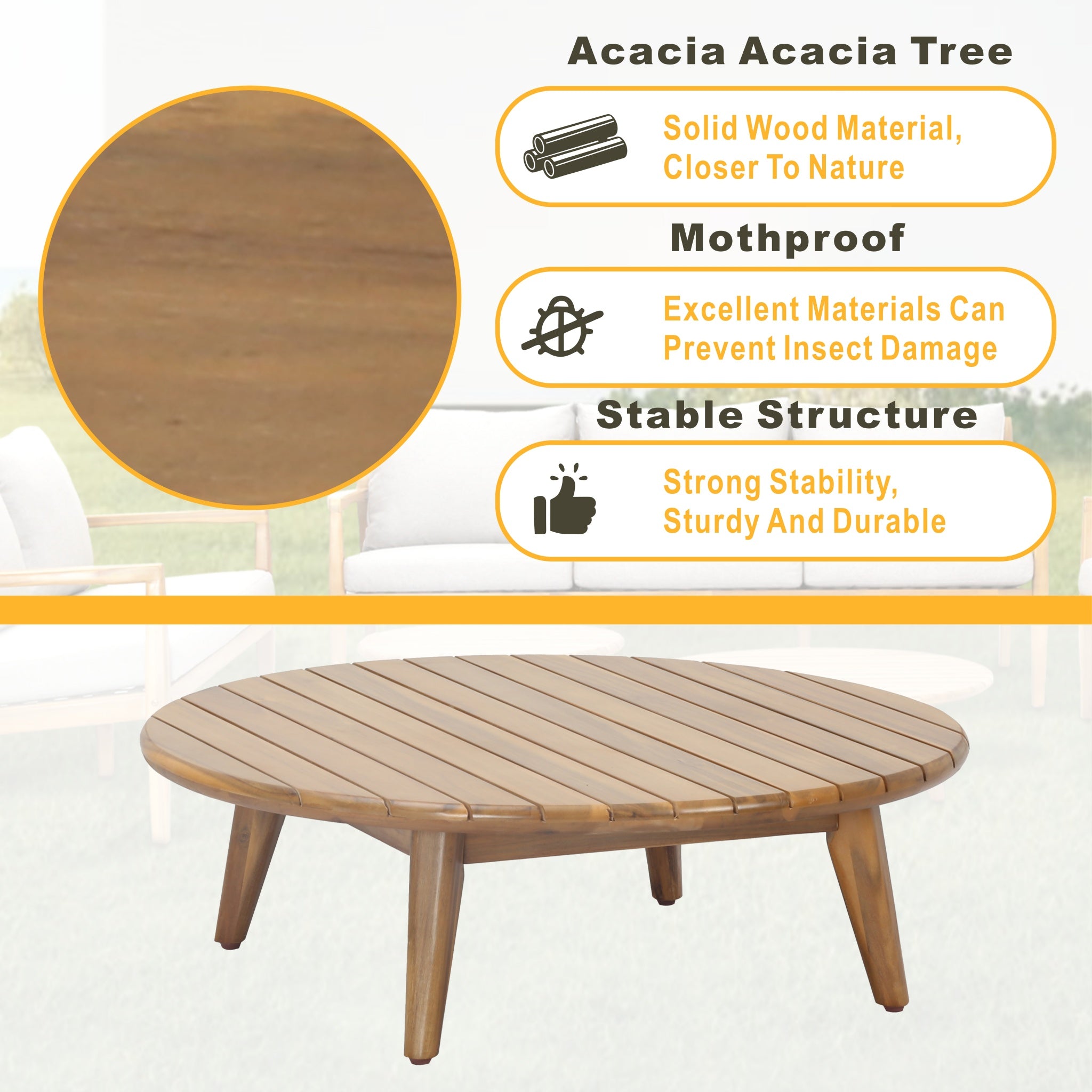 SOLARA 4-Piece Wood Outdoor Sofa Set – 5-Seater