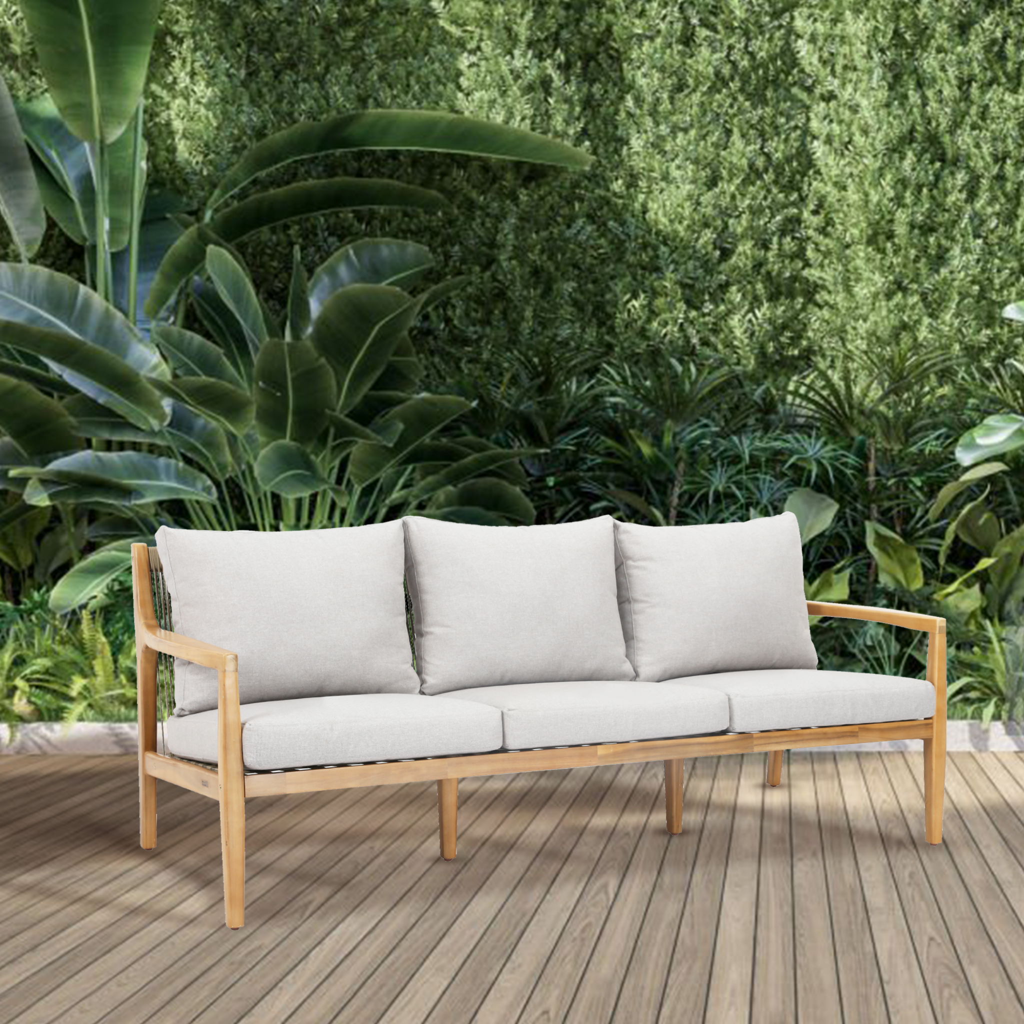 SOLARA 4-Piece Wood Outdoor Sofa Set – 5-Seater