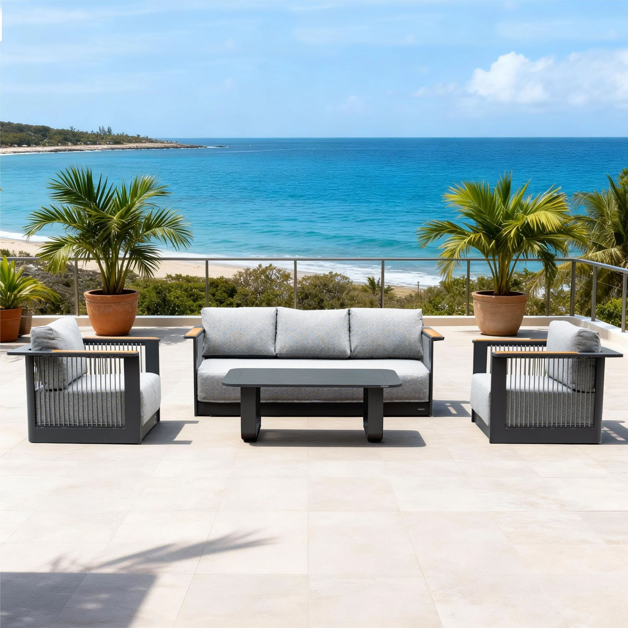 TALARA 5-Seater Aluminium Outdoor Sofa Set - 3 Pieces