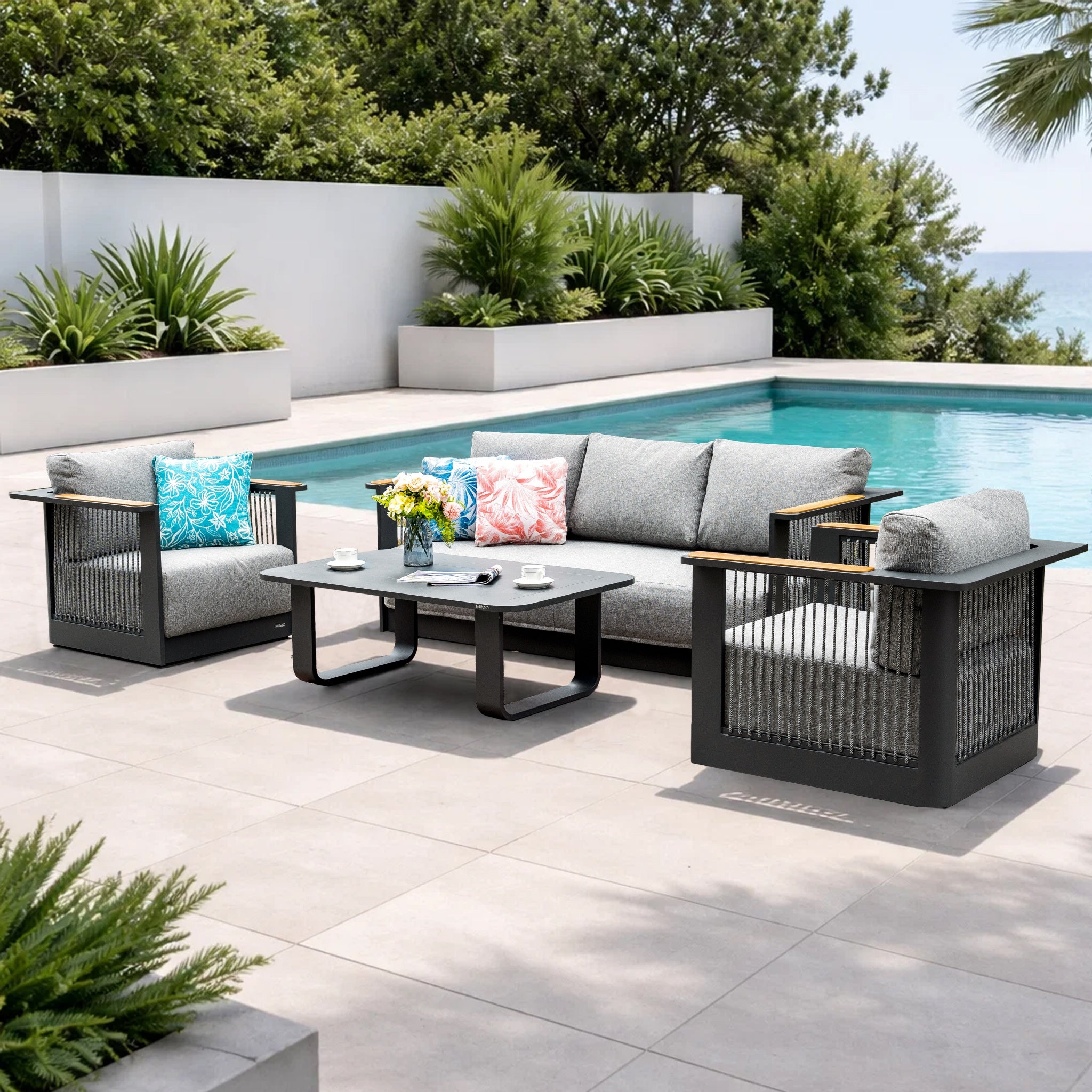 TALARA 5-Seater Aluminium Outdoor Sofa Set - 3 Pieces