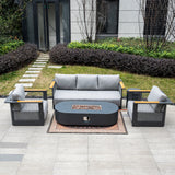 TALARA 5-Seater Aluminium Sofa Set with LYRIN Fire Pit Table