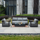 TALARA 5-Seater Aluminium Sofa Set with ZENITH Fire Pit Table