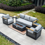 TALARA 5-Seater Aluminium Sofa Set with ZENITH Fire Pit Table