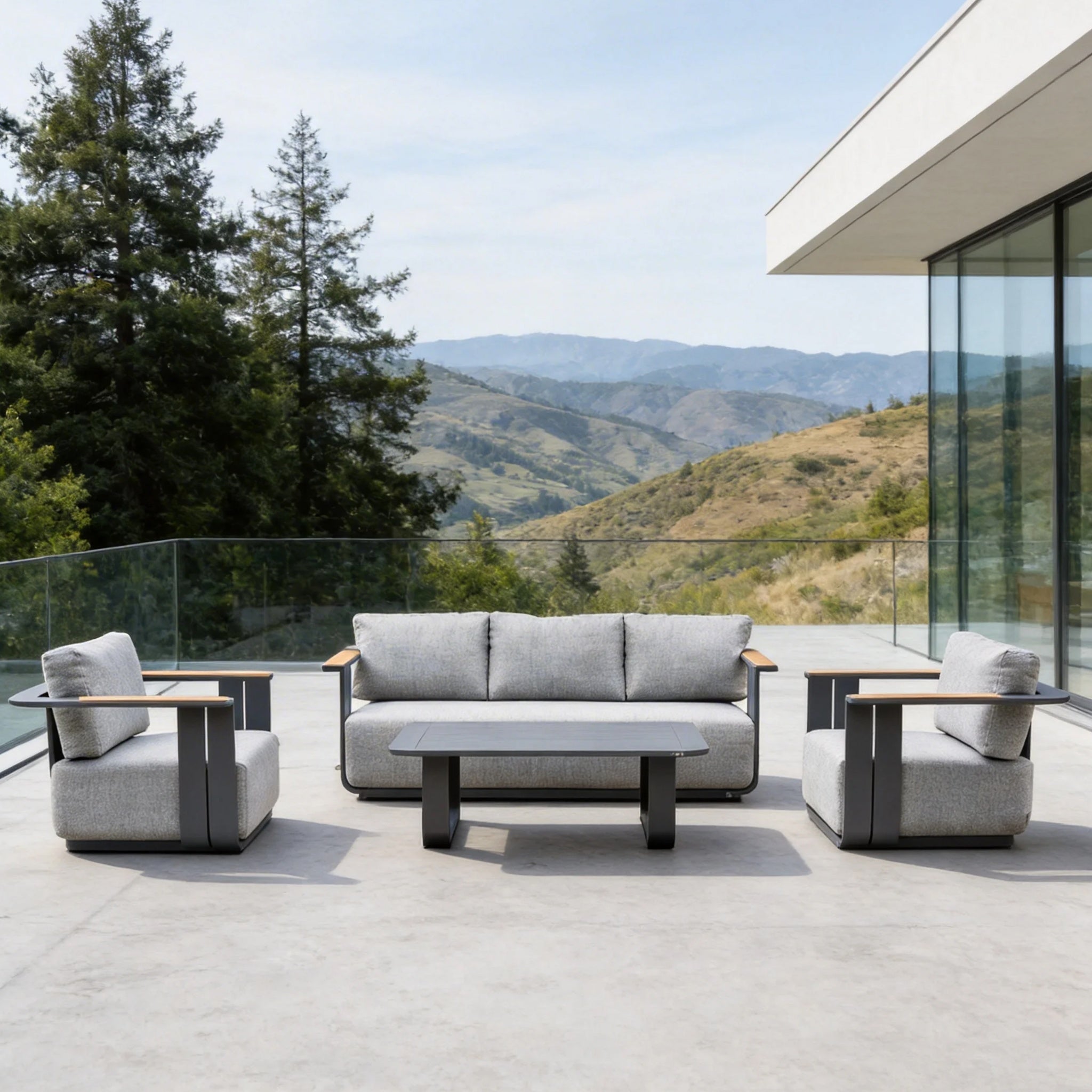 VAREL 4-Piece Sofa Set with TALARA Coffee Table (2 Armchairs + 3-Seater)