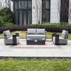 VAREL 4-Piece Sofa Set with ZENITH Fire Pit Table (2 Armchairs + 2-Seater)