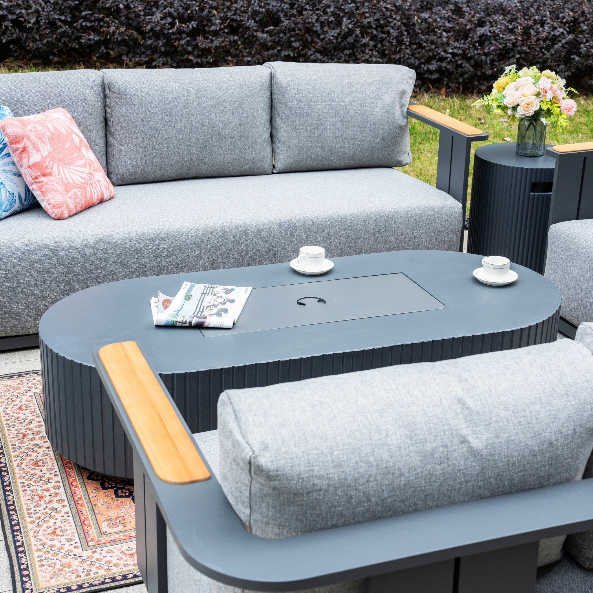 VAREL 5-Piece Sofa Set with LYRIN Fire Pit Table (Full Set)
