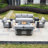 VAREL 5-Piece Sofa Set with ZENITH Fire Pit Table (Full Set)