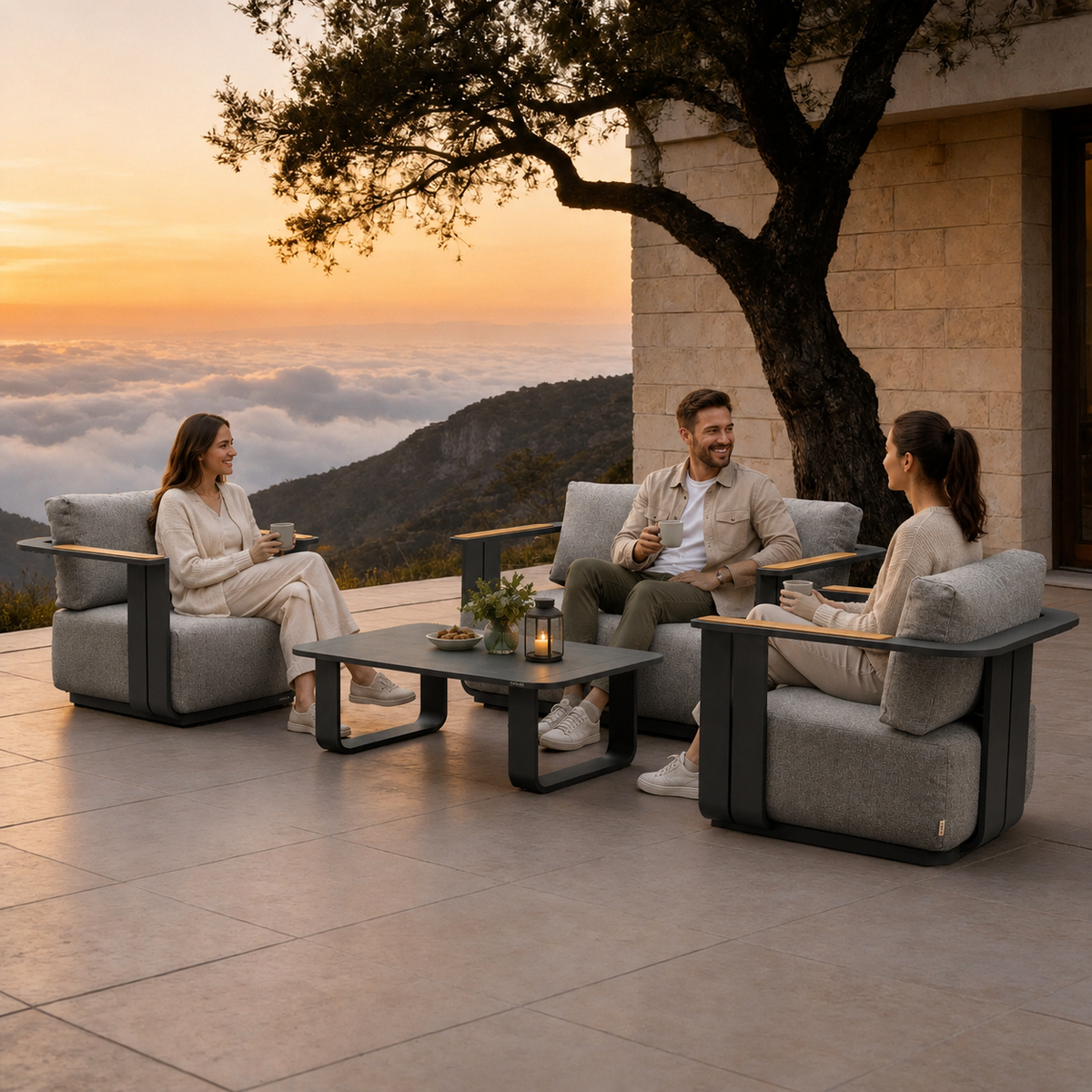 VAREL 4-Piece Sofa Set with TALARA Coffee Table (2 Armchairs + 2-Seater)