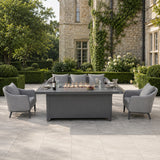 VELORA Aluminium Outdoor Sofa Set with TALARA Fire Pit Table
