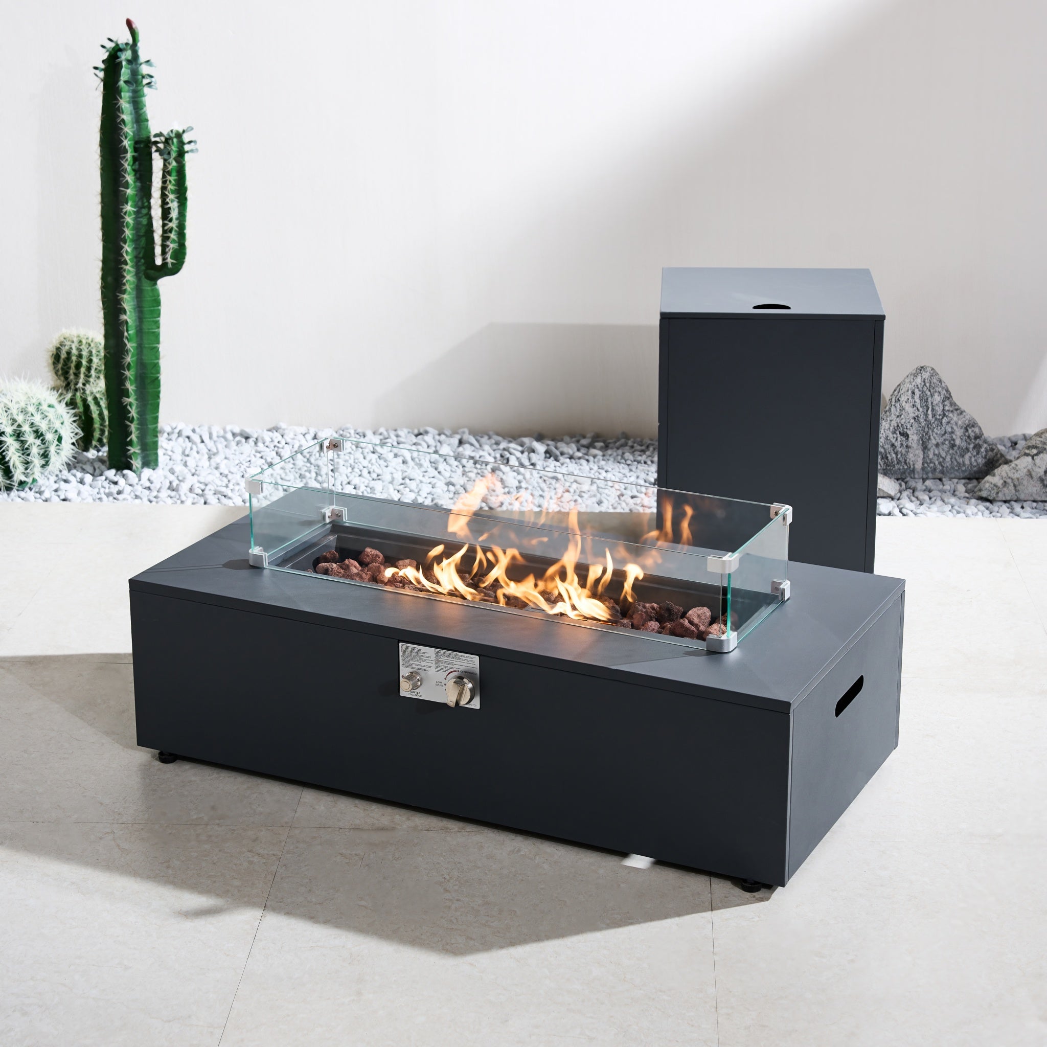 ZENITH Modular Steel Gas Fire Pit Table Set