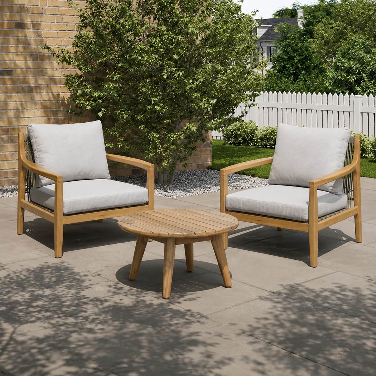 SOLARA Wood Outdoor Bistro Sofa Set – 3 Pieces