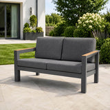 ARVE Aluminium 2-Seater Outdoor Sofa with Teak Armrests
