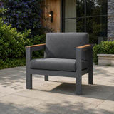 ARVE Aluminium Outdoor Single Sofa with Teak Armrests