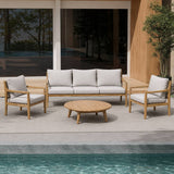 SOLARA 5-Seater Wood Outdoor Sofa Set – 4 Pieces