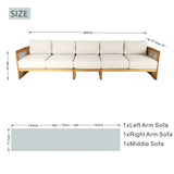 CAVEN Modular 5-Seater Solid Wood Garden Sofa Set – 3-Piece Outdoor Lounge Set