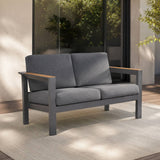 ARVE Aluminium 2-Seater Outdoor Sofa with Teak Armrests