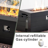 50,000 BTU Dark Gray Rectangular Propane Fire Pit Table with Lid, Outdoor Gas Fire Table with Hidden Tank, Lava Rocks & Cover Included
