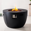 50,000 BTU Round Dark Gray Propane Fire Pit Table with Lid, Outdoor Gas Fire Table with Hidden Tank, Lava Rocks & Cover Included