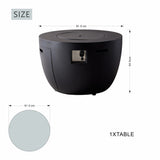 50,000 BTU Round Dark Gray Propane Fire Pit Table with Lid, Outdoor Gas Fire Table with Hidden Tank, Lava Rocks & Cover Included