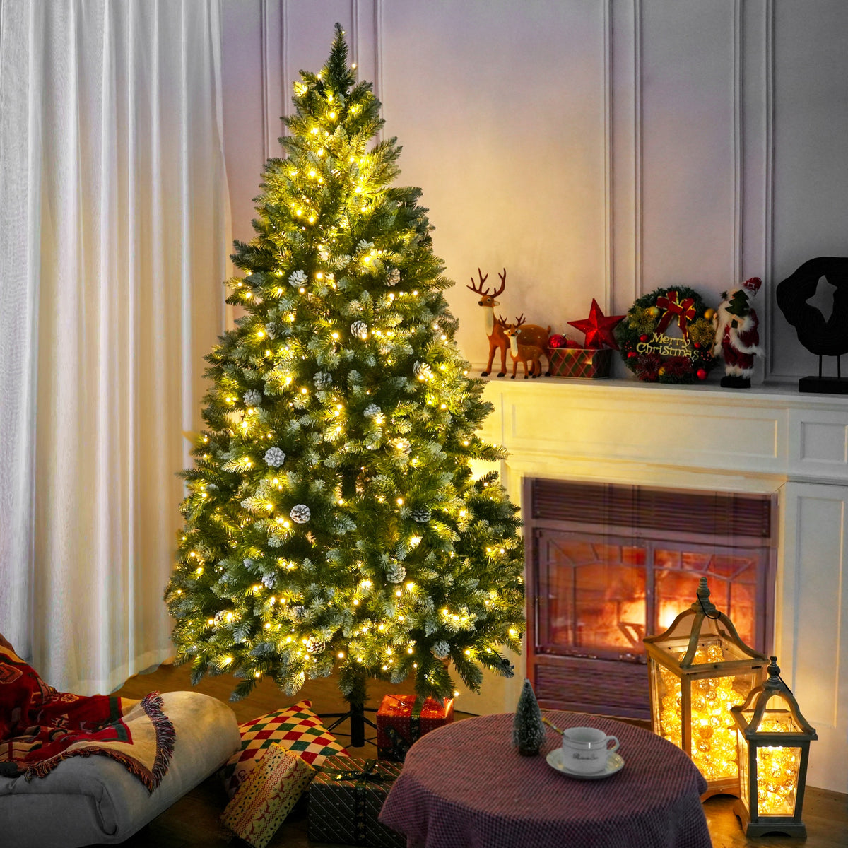 Snow-Dusted Green Artificial Christmas Tree PAT-001