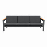 ARVE 3-Seater Outdoor SofaSpacious Aluminium Garden Sofa with Teak Detail